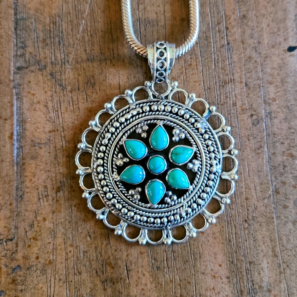Vintage turquoise and sterling pendant